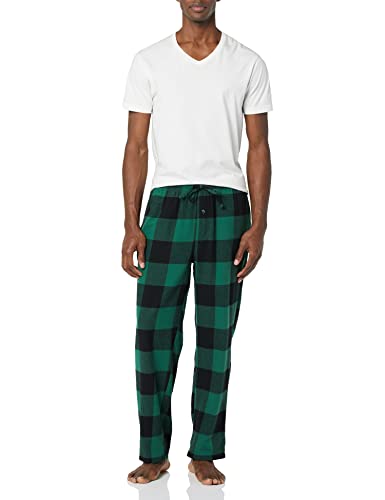 Amazon Essentials Flannel Pajama Pant Pantalones Casuales, Verde, Cuadros de Vichy Grandes, S
