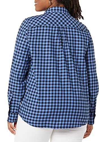 Amazon Essentials Long-Sleeve Classic-Fit Lightweight Plaid Flannel Shirt Athletic-Shirts, Negro/Azul, Cuadros de Vichy, S