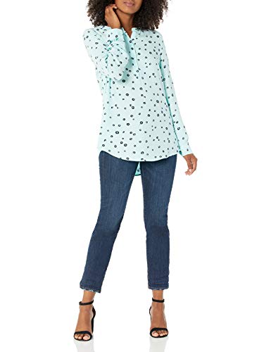 Amazon Essentials Long-Sleeve Woven Blouse Dress-Shirts, Azul Agua, Amapola, XXL