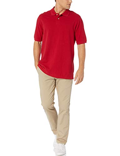 Amazon Essentials Regular-Fit Cotton Pique Polo Shirt, Rojo, L