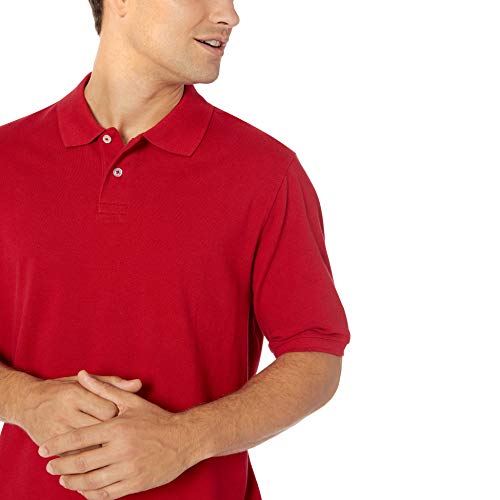 Amazon Essentials Regular-Fit Cotton Pique Polo Shirt, Rojo, L