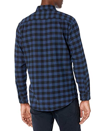 Amazon Essentials Regular-Fit Long-Sleeve Flannel Shirt Camisa, Azul, Cuadros De Vichy Grandes, S