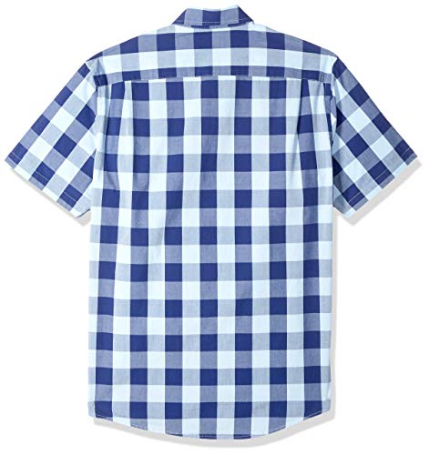 Amazon Essentials Slim-Fit Short-Sleeve Casual Poplin Shirt Button-Down-Shirts, Azul, Cuadros de Vichy, S