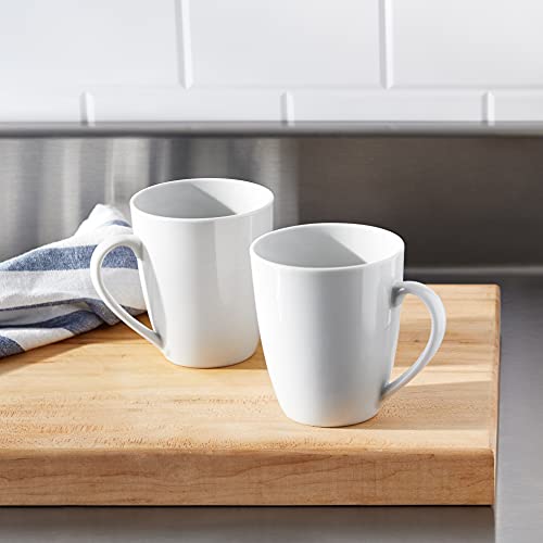 AmazonCommercial - Juego de 12 tazas de café de porcelana, 355 ml, color blanco