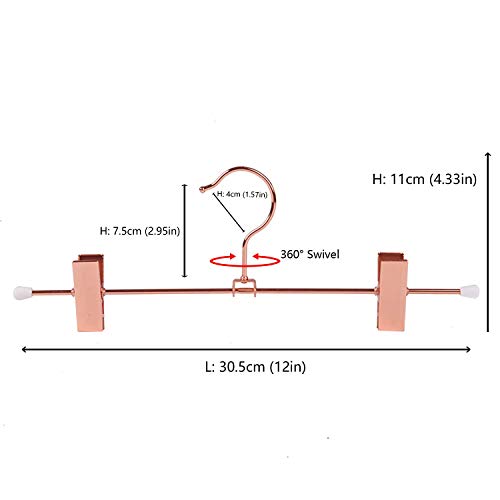Amber Home 10 Unidades 30cm Perchas de Hierro Cobre Rojo, Oro Rosa Metálico Percha para Pantalones Shorts Faldas Calcetines y Ropa Interior, con Clips Antideslizantes y Ganchos Giratorios