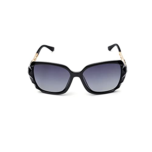 Anel gafas de sol polarizadas TAC para mujer lentes anti-UV (Negro)