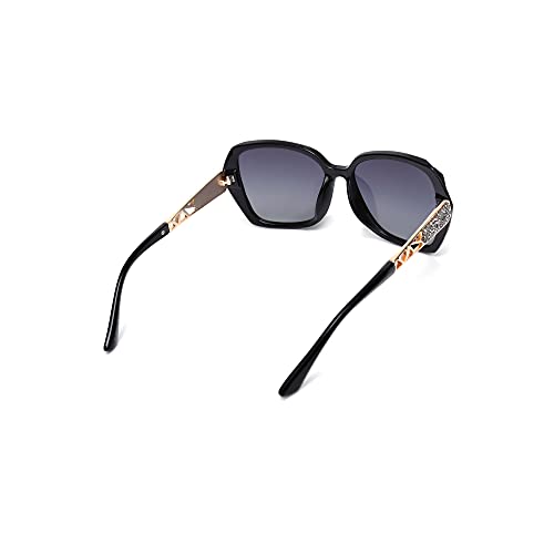 Anel gafas de sol polarizadas TAC para mujer lentes anti-UV (Negro)