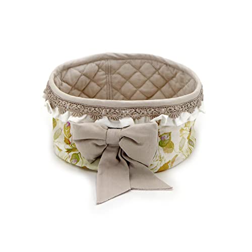 Angelica Home & Country Cesta Panera Stoffa Shabby Chic con lazo, 22 x 12 cm