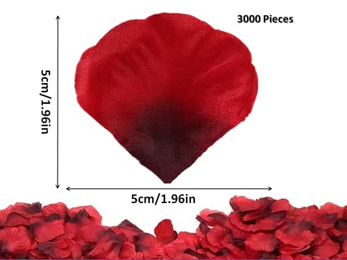 Anlising 3000 Piezas Pétalos de Rosa Artificiales, Pétalos de Rosa en Seda,Rojos Pétalos de Rosa,Confeti Petalos Artificiales,para Bodas Decoración, Fiestas,día de San Valentín Ambiente Romántico