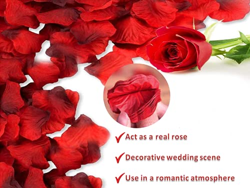 Anlising 3000 Piezas Pétalos de Rosa Artificiales, Pétalos de Rosa en Seda,Rojos Pétalos de Rosa,Confeti Petalos Artificiales,para Bodas Decoración, Fiestas,día de San Valentín Ambiente Romántico