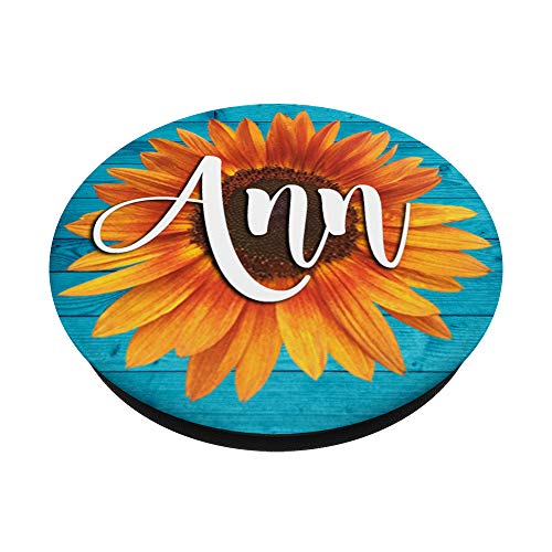 Ann Name-Girasol-Aqua Blue Regalo estético para mujeres y niñas PopSockets PopGrip Intercambiable