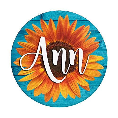Ann Name-Girasol-Aqua Blue Regalo estético para mujeres y niñas PopSockets PopGrip Intercambiable