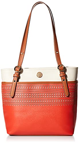 Anne Klein Perforated Pocket Tote, Bolso Perforado con Bolsillo para Mujer, Sirena, Large