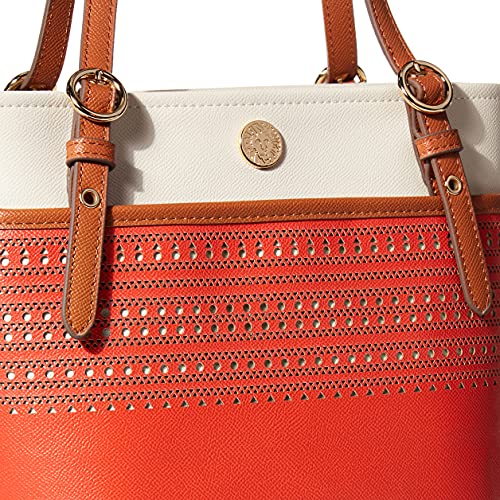 Anne Klein Perforated Pocket Tote, Bolso Perforado con Bolsillo para Mujer, Sirena, Large