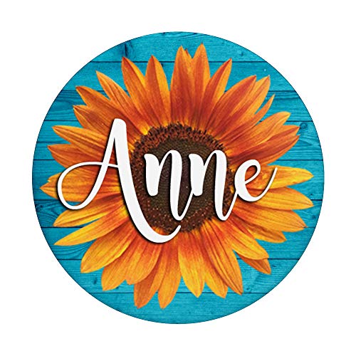 Anne Name-Girasol-Aqua Blue Regalo estético para mujeres y niñas PopSockets PopGrip Intercambiable