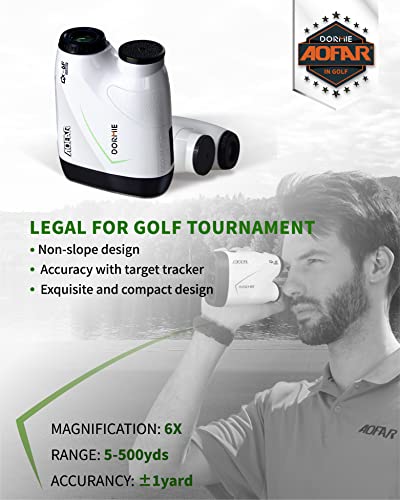 AOFAR GX-6F Telémetro de Golf Range Finder con Escaneo Continuo, Vibración de Bloqueo de Asta de Bandera, Non-Slope para Torneo, Regalo de Golfista de Alta Precisión de 500 Meters