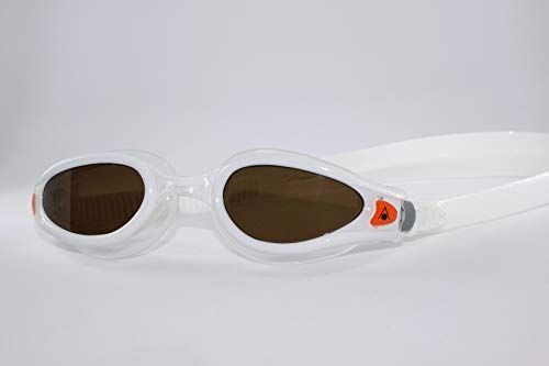 Aqua Sphere Kaiman Exo Gafas de natación, Unisex Adulto, Lente polarizada-Blanco/Naranja, Talla única