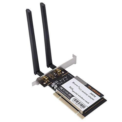 AR9220 Adaptador PCI WiFi Tarjeta de Red Inalámbrica, 2.4GHz / 5GHz Banda Dual 300Mbps Tarjeta Inalámbrica Escritorio 5G Computadora PC WiFi, para Windows XP/7/8/10, Ros