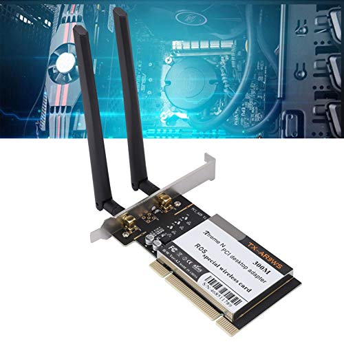 AR9220 Adaptador PCI WiFi Tarjeta de Red Inalámbrica, 2.4GHz / 5GHz Banda Dual 300Mbps Tarjeta Inalámbrica Escritorio 5G Computadora PC WiFi, para Windows XP/7/8/10, Ros