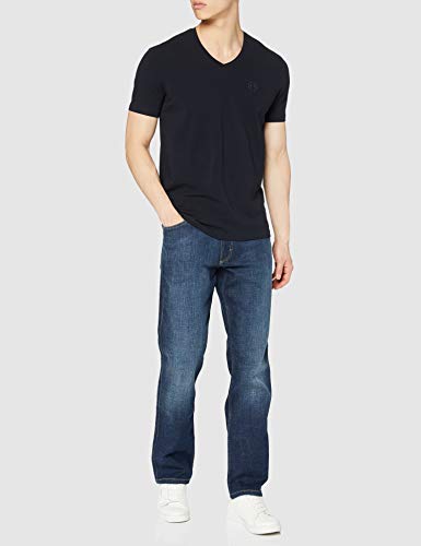 Armani Exchange Circle Logo V-Neck Camiseta, Azul (Navy 1510), X-Small para Hombre