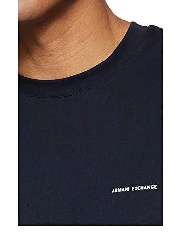 Armani Exchange Pima Logo Camiseta, Azul (Navy 1510), X-Small para Hombre