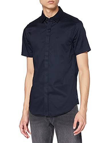 Armani Exchange Stretch Satin Slim Camisa, Azul (Navy 1510), X-Large para Hombre