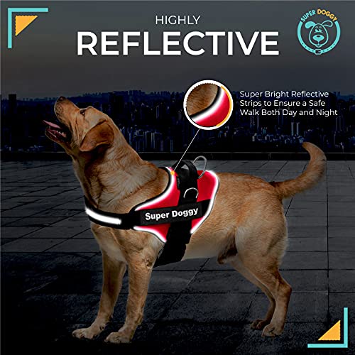 Arnes Personalizado para Perros Reflectante - Incluye 2 Etiquetas con Nombre - Tamaño Pequeño, Mediano y Grande - De Calidad y Resistente (S 6-14KG, Rojo)