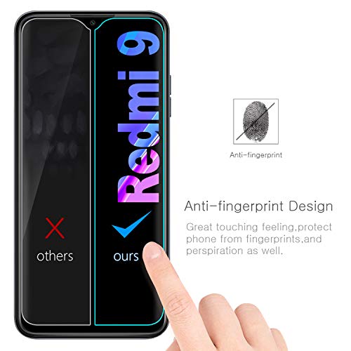 AROYI Protector Pantalla para Xiaomi Redmi 9, [2-Pack] Cristal Templado para Xiaomi Redmi 9, Vidrio Templado Screen Protector con [9H Dureza] [Anti-Burbujas] [Alta Definición]