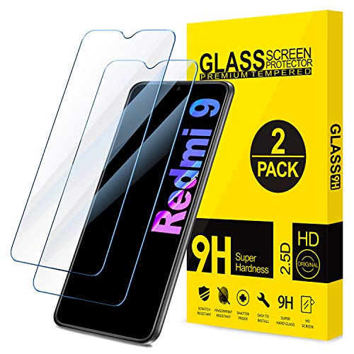 AROYI Protector Pantalla para Xiaomi Redmi 9, [2-Pack] Cristal Templado para Xiaomi Redmi 9, Vidrio Templado Screen Protector con [9H Dureza] [Anti-Burbujas] [Alta Definición]