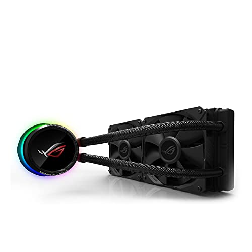 ASUS ROG RYUO 240 - Sistema de refrigeración líquida de CPU, con Oled de color, AURA Sync RGB, tubo de goma reforzado de 38 cm, ventiladores optimizados