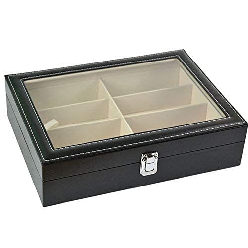 Asvert Caja para Gafas Colecciones Gafas Organizador Gafas de 8 Sol Gafas de Lectura Negro,Estuche para gafas y expositor para casa y tiendas