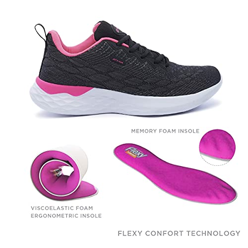 ATHIX Progressive Flexy - Zapatillas de Correr para Mujer, Negro (Negro/Rosado), 38 EU - Zapatillas Deportivas, cómodas y Transpirables