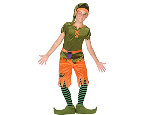 Atosa disfraz duende niño infantil naranja verde 10 a 12 años