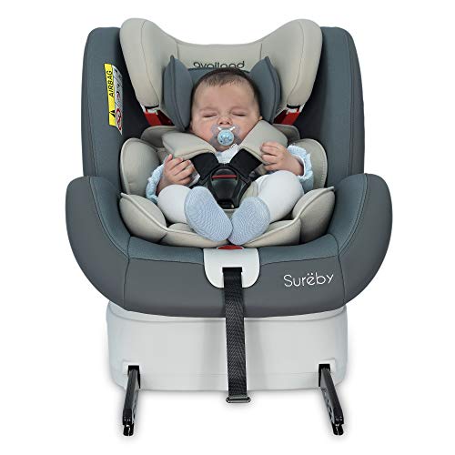 Availand Sureby Silla Coche Bebé: Grupo 0+/1/2/3 Rotación 360° Isofix, Gris Y Beige