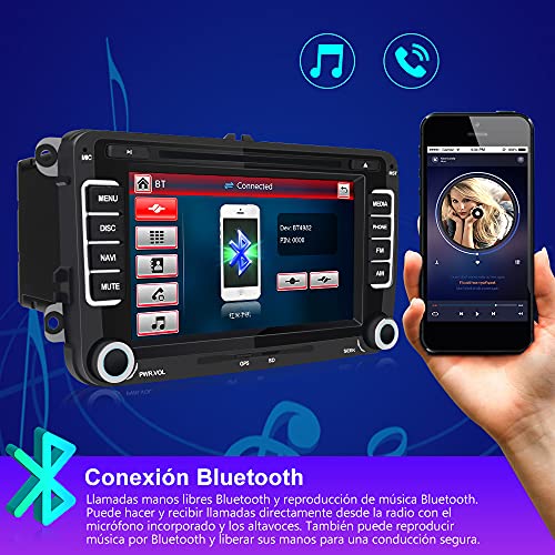 AWESAFE Radio Coche 7 Pulgadas con Pantalla Táctil 2 DIN para Volkswagen, Autoradio para VW Passat Transporter Polo Seat Altea Skoda Jetta Touran Caddy Sharan y etc.