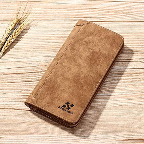 Ba30DEllylelly Cartera de Cuero PU Larga y Suave de la Vendimia Monedero Masculino Hombres de Negocios ultrafinos Billfold Smooth Touch Titulares de Tarjetas de Gran Capacidad