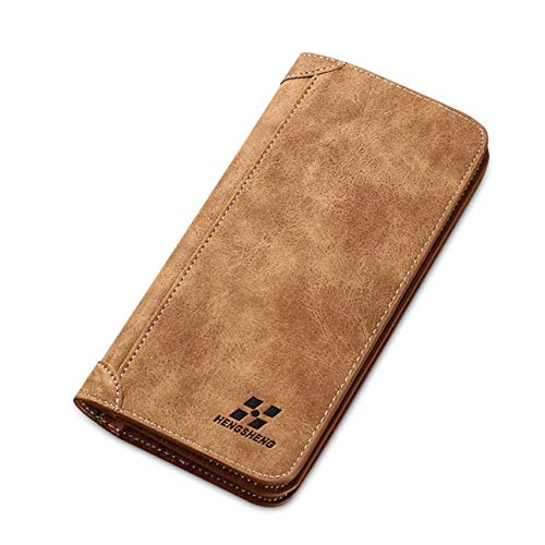 Ba30DEllylelly Cartera de Cuero PU Larga y Suave de la Vendimia Monedero Masculino Hombres de Negocios ultrafinos Billfold Smooth Touch Titulares de Tarjetas de Gran Capacidad