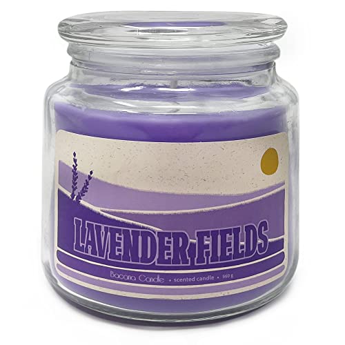 Bacana Candle - Vela Perfumada en Vaso - Vela Aromática en Frasco de Vidrio con Tapa - Vela Original para Regalo - 560 gramos - ± 100 Horas de Combustión - Lavender Fields - Lavanda