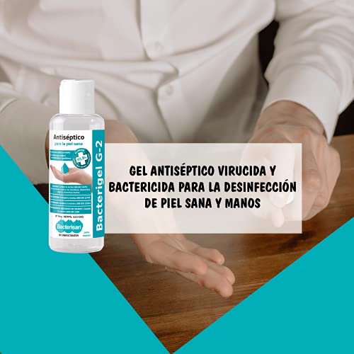 BACTERISAN Bacterigel G-3 60Ml, PACK DE 4 unidades, Gel De Manos Desinfectante Autosecante, Antiséptico Para La Piel Sana, Testado Dermatológico Y Pediátrico, Tamaño Bolsillo, Transparente, 4 x 60 ml