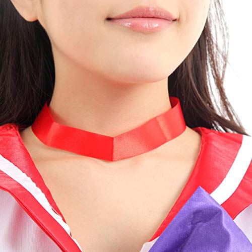 Baipin Disfraz de Guerrera Luna Rojo Vestido y Guantes Blancos, Disfraz Cosplay de Sailor Moon Arco de Princesa Vestido Uniforme de Juego para Mujer, Talla M, Longitud 82cm