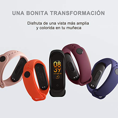 BANGTING 5 PCS Correa Compatible con Pulseras Xiaomi Mi Band 3/4, Correas para Fundas Mi Fit Band 4 My Band 3 Inteligente Funda Miband3 Pulsera Reloj Silicona Banda Reemplazo