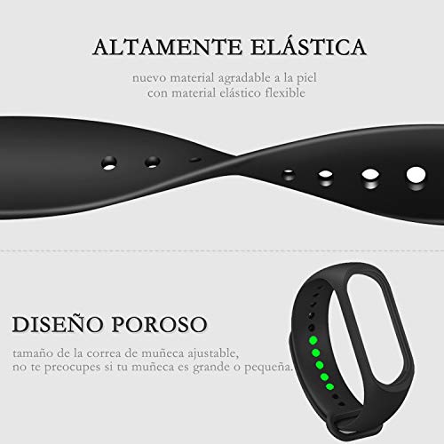 BANGTING 5 PCS Correa Compatible con Pulseras Xiaomi Mi Band 3/4, Correas para Fundas Mi Fit Band 4 My Band 3 Inteligente Funda Miband3 Pulsera Reloj Silicona Banda Reemplazo