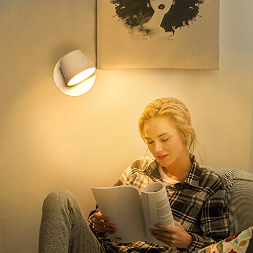 BarcelonaLED Lampara de Pared Aplique Interior con Foco LED Giratorio y Orientable 6W Blanco Cálido 3000K para Dormitorio Lectura Infantil Cabecero Habitación Moderno Nórdico