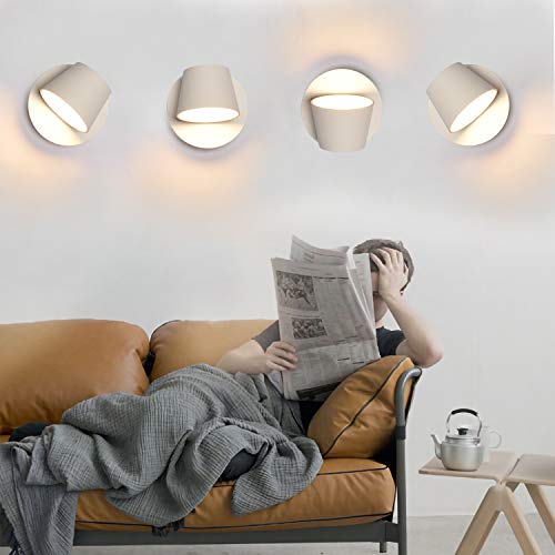 BarcelonaLED Lampara de Pared Aplique Interior con Foco LED Giratorio y Orientable 6W Blanco Cálido 3000K para Dormitorio Lectura Infantil Cabecero Habitación Moderno Nórdico