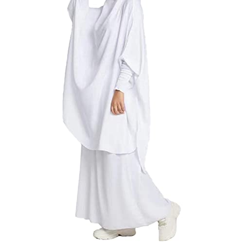 Batas de kaftan árabes islámicas de Abaya para mujer, túnica musulmana de dos piezas, suave y elegante ropa de mujer, blanco, Talla única