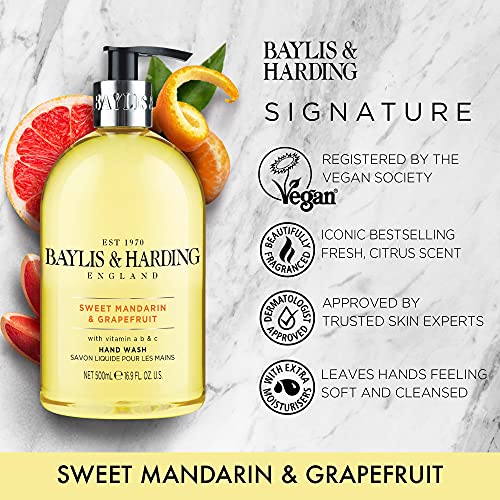 Baylis & Harding Sweet Mandarin y pomelo Lavado a mano, Pack of 3 x 500 ml - Total 1500 ml (el embalaje puede variar)