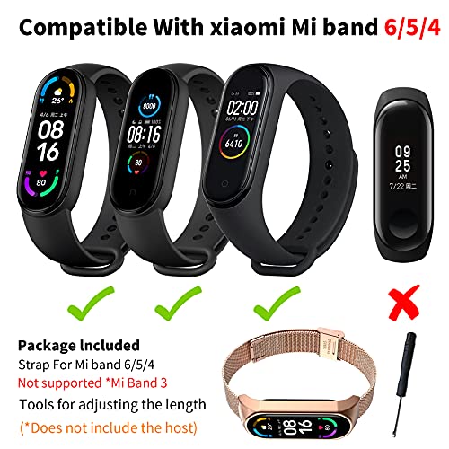 BDIG Correa Compatible Mi Band 6 Correas Metal, Mi Band 5/4 Pulsera de Acero Inoxidable Agradable para Mi Band 6/5/4 Correa (No Host)