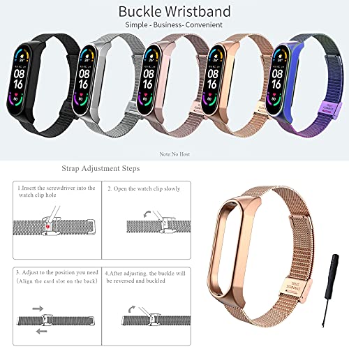 BDIG Correa Compatible Mi Band 6 Correas Metal, Mi Band 5/4 Pulsera de Acero Inoxidable Agradable para Mi Band 6/5/4 Correa (No Host)