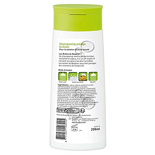 Beaphar – Champú de burbujas brillante para perros – Contiene aceite de macadamia – Reafirma brillo y brillo al pelaje – pH neutro que respeta la epidermis – Sin parabenos – 250 ml