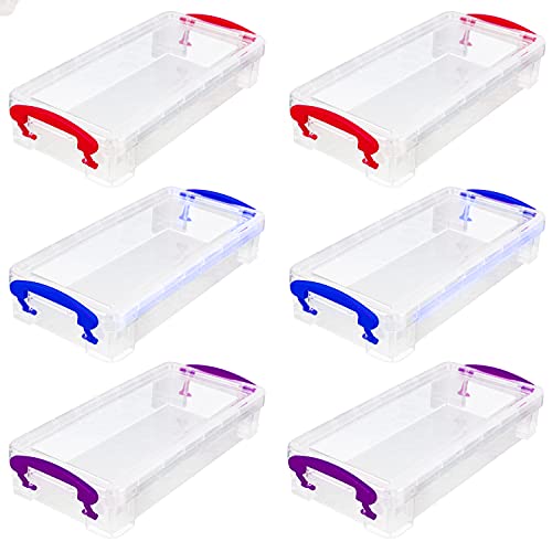 Belle Vous Organizador Lapices de Plástico (Pack de 6) 20,5 x 9,5 x 4,2 cm - Cajas de Plastico Apilables de Colores Variados - Cajas Organizadoras para Pinceles, Suministros Escolares, Oficina